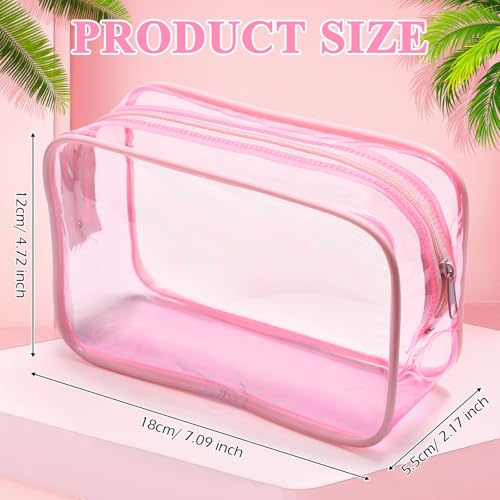 Weewooday 12 Pcs Clear PVC Cosmetic Bags - Medium Light Pink Makeup & Travel Organizer