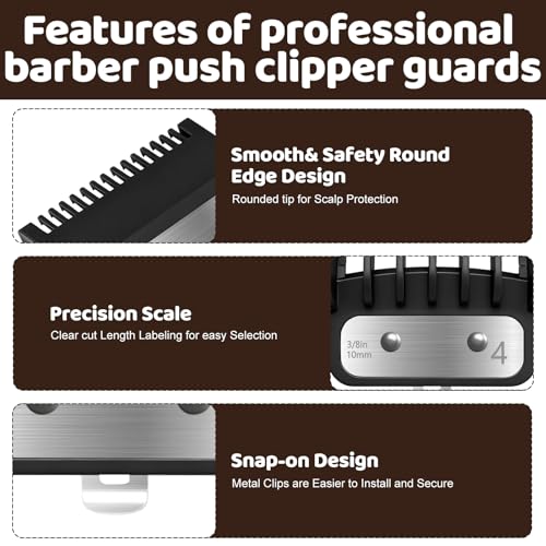 10Pcs Clipper Guards Set for Wahl Clipper Guards Set with Metal Clip£¬Professional Hair Clipper Guards Cutting Guides Compatible with Most Wahl Clippers from 1/16" to 1"(Black£©