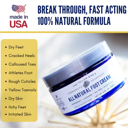 Yellow Bird Foot Cream 2 Pack - Natural Dry & Itchy Feet Repair Balm, 4 Ounce Each