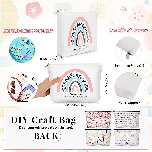 Hillban 40 Pcs Employee Appreciation Gifts Bulk for Women Inspirational Rainbow Canvas Makeup Bags and Keychains for Coworker