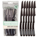 JAPONESQUE Essentials Dermaplaner Facial Hair Razors 12 Pack ? Precision Blades for Peach Fuzz Removal, and Eyebrow Shaping for Men & Women