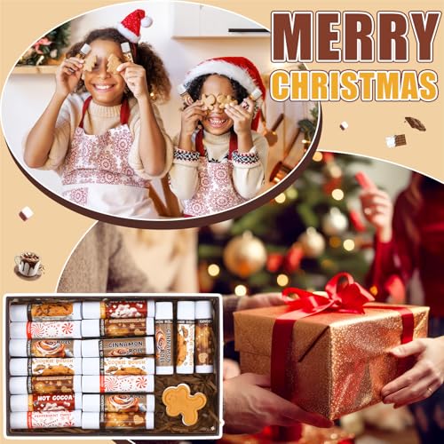 25 Pcs Christmas Lip Balms Bulk Peppermint Candy Cane Gingerbread Hot Cocoa Gifts Cookie Cinnamon Flavor Lip Balm Party Favor Xmas Stocking Stuffers Christmas Bulk Gifts for Coworker Staff Employee