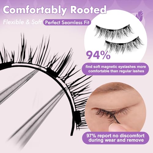 Hunnyfit Magnetic Lashes,Magnetic Eyelashes with Applicator, Magnet Eyelashes Natural Look,Reusable Magnet Lashes No Glue Needed Soft Lashes Kit(Natural+Natural)