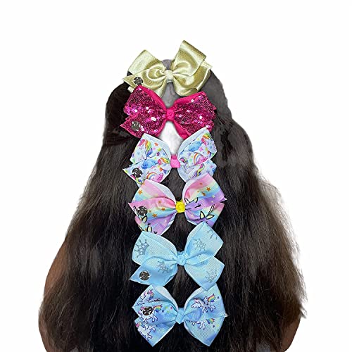 JoJo Siwa 12pcs Girl Hair Bows Clips Set - 5 Inch Alligator Barrettes for Toddlers & Kids