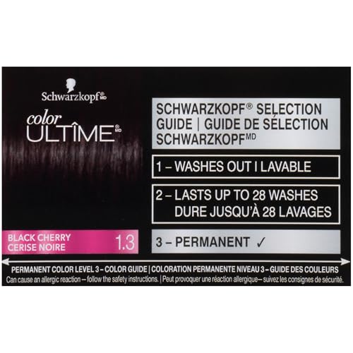 Schwarzkopf Color Ultime Hair Color, 1.3 Black Cherry, 1 Application - Permanent Black Hair Dye for Vivid Color Intensity and Fade-Resistant Shine up to 10 Weeks