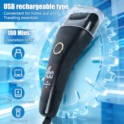 Dermawave Electric Foot File Callus Remover for Feet, Professional Foot Sander Grinder with 60 Sandpaper Discs for Men & Women, Pedicure Tool for Corn Dead Skin Cracked Heel