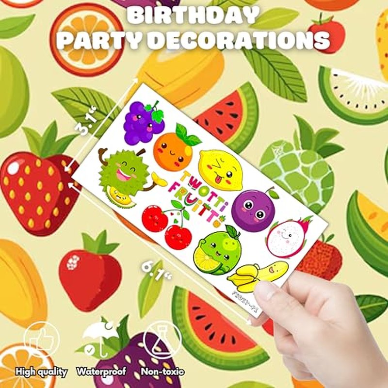 100 PCS Yellow Lemon Birthday Party Decorations Supplies Favors Lemonade Pink Small Lemon Summer Spring Fruit Decor Stickers Temporary Tattoos For Girls Boys Gift School Prizes Rewards (Fruit)
