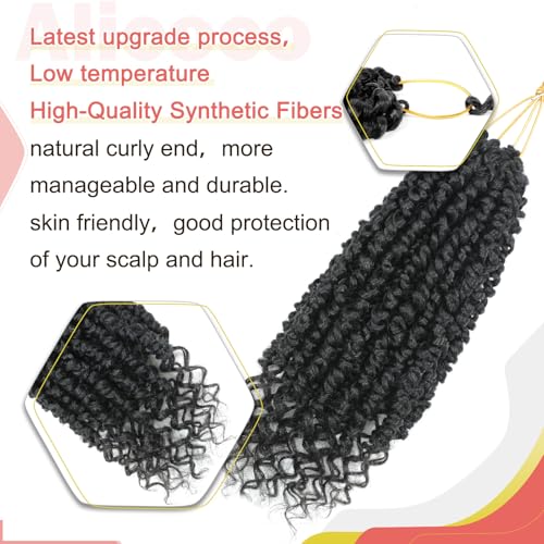 Alicoco Passion Twist Crochet Hair Pre-Looped 16 Inch - 8 Packs, 1B Color