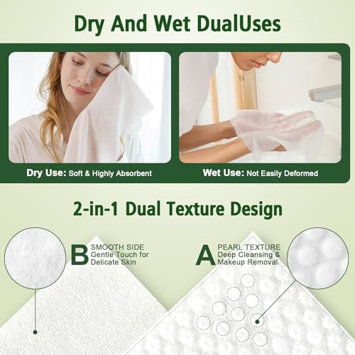 Disposable Face Towels 600 Count - Biodegradable Ultra Soft & Thick Facial Wipes for Sensitive Skin, Multi-Purpose Cleansing, Variation of THIS listing