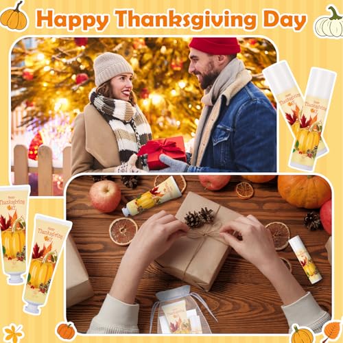 Thanksgiving Fall Hand Cream & Lip Balm Set - Pumpkin Friendsgiving Gift - 30 Pack