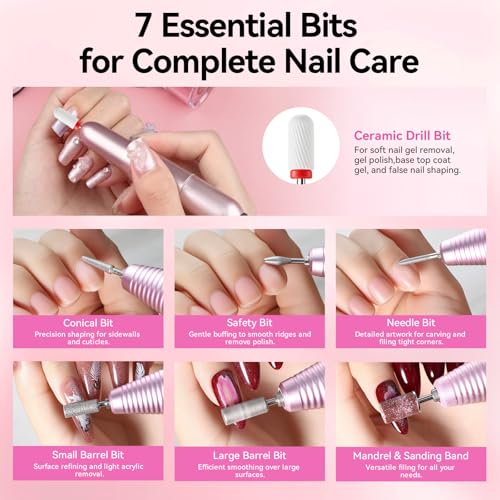 Makartt Electric Nail Drill ? Rechargeable 35000 RPM Professional Efile, Cordless Nail Drill Machine Kit & Nail Machine for Acrylic Dip Powder Gel Polish,Quiet Lightweight Portable Tool for Salon Home