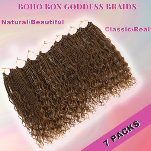 24 Inch Bohemian Box Braids Crochet Hair for Black Women - Chocolate Brown Mix Camel Blonde M33/30/27