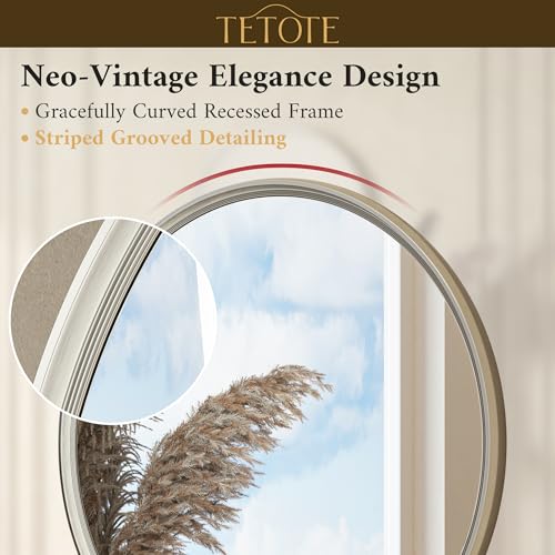 30 Inch Round Wall Mirror - Brushed Nickel Frame, Tempered Glass, Modern Design Variation of THIS listing