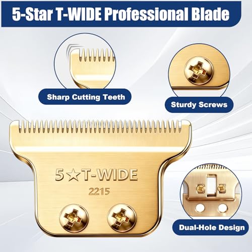 Gold Replacement T-Wide Blades for Wahl Trimmers - 2PCS, Adjustable, Professional