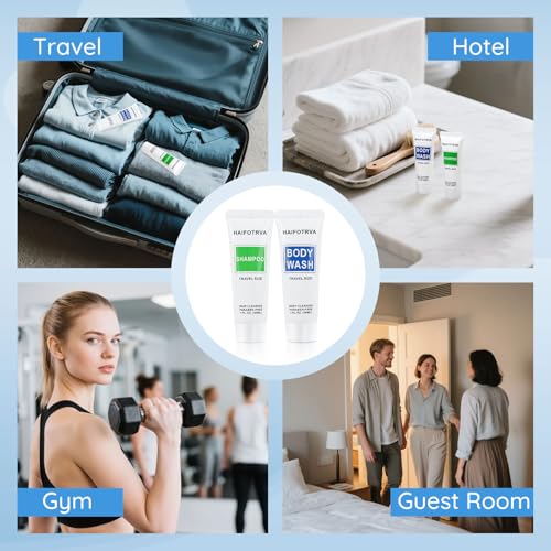 Travel Size Shampoo and Body Wash Bulk Pack of 50,Individually Wrapped 30ml/1 fl oz Small Size Hotel Supplies Portable Toiletries Amenities Bulk for Guests,Travel,Homeless,Charity