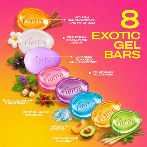 Fiama Gel Bath Bar Mega Celebration Pack – 8 Moisturizing Gel Bars, 125g Each