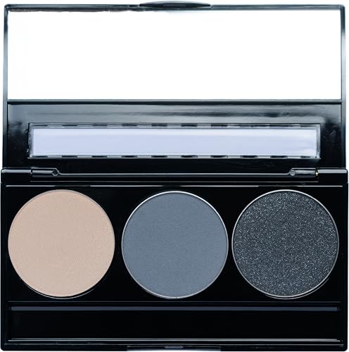 Blue Eyeshadow Palette - Vegan, Paraben-Free, Cruelty-Free Makeup Set - 3 Shades - Off White, Matte Grey & Glitter Black - Variation of PALETTE (3 Shades)