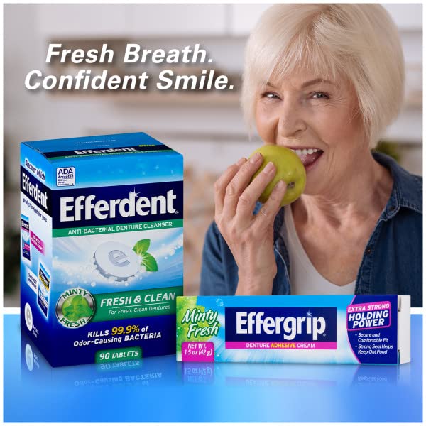Denture Adhesive Cream Extra Strong 2.5 oz (Pack of 6) — Zinc Free, Effergrip