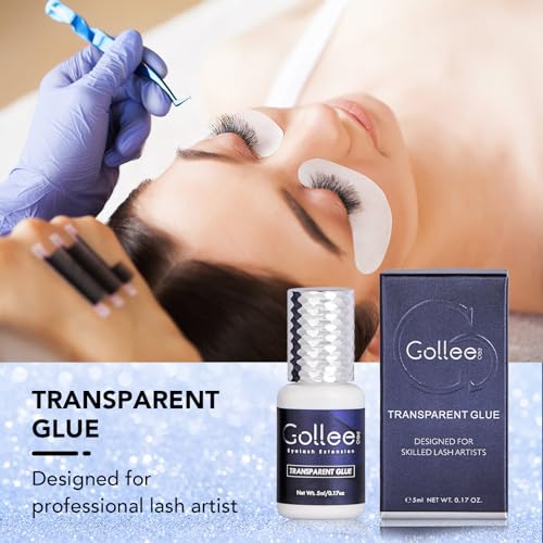 Transparent Eyelash Extension Glue Lash Glue for Eyelash Extensions - (0.17fl.oz / 5ml) 1-2 S Fast Drying/Retention 6 Week/Clear Eyelash Adhesive for Eyelash Extensions Professional Supplies