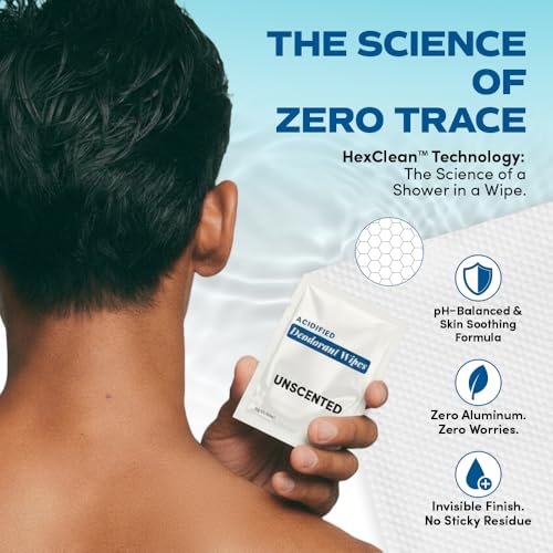 Zero Trace Travel Deodorant Wipes Unscented Bare Fresh - 60 Count