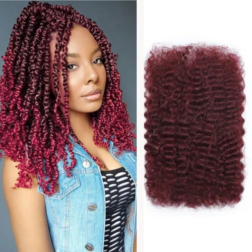 Leximi 14 Inch Burgundy Human Hair for Loc Repair & Twist - 50g Bulk Afro Kinky Hair