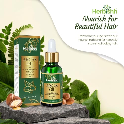 Herbishh Burgundy Red Color Shampoo 500ml + Argan Hair Mask 150ml & Oil 30ml - Variation of Burgundy