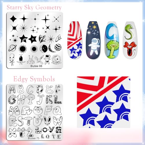 Biutee 31pcs Nail Stamping Kit with 16 Plates and 10 Gel Polishes - DIY Nail Art