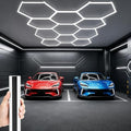 Gardencoin 322W Hexagon LED Garage Light 11 Grids, 1.3-inch Widened Surface, 35400LM, 6500K, Hex LED Lighting for Workshop & Car Detailing