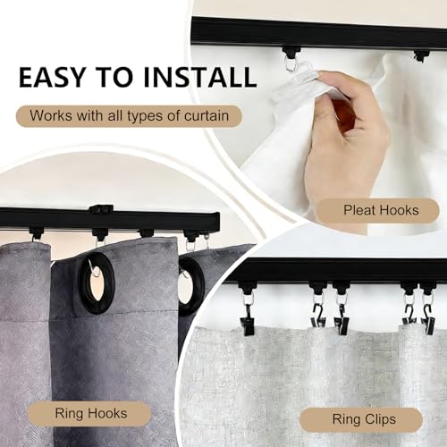 Heavy Duty Ceiling Curtain Track System - 18ft-21ft Black Room Divider Rails