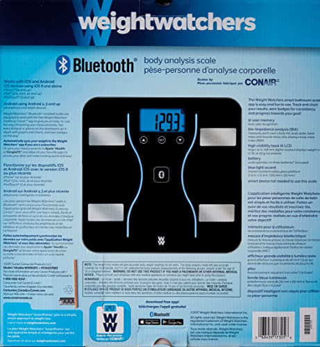 Conair Black Weight Watchers Bluetooth Body Scale with Body Fat & BMI