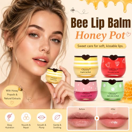10 PCS Honey Lip Balm Set with Varieties - Bee Lip Moisturizing Masks & Balms