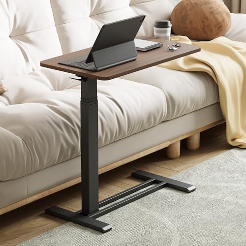 FitStand 28'' Mahogany Overbed Bedside Table with Wheels - Small Size