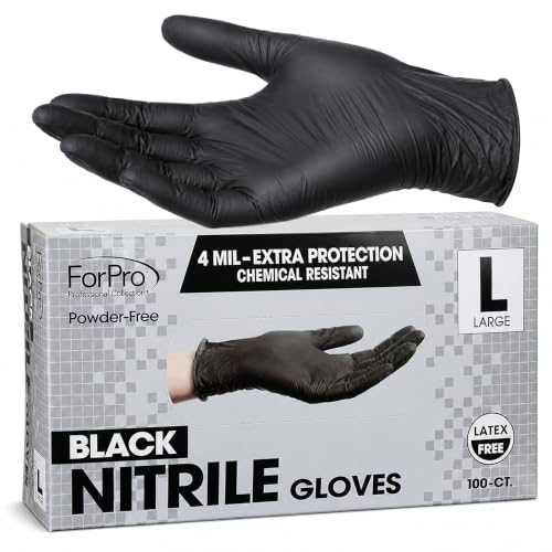 Black Disposable Nitrile Gloves Large Pack of 1000 - Chemical & Food Safe