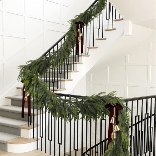 12ft Artificial Norfolk Pine Garland - Real Touch Christmas Greenery for Indoor Outdoor Decor Variation of 1