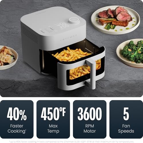 Chefman 6-in-1 Crispenator Air Fryer 8 Qt with Viewing Window, Concrete
