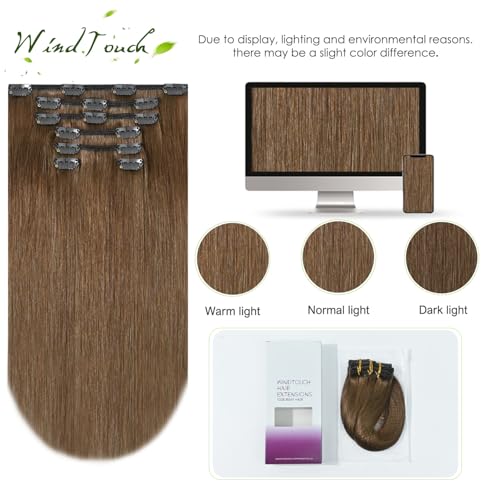Clip in Hair Extensions Light Brown 12 Inch 75g 7PCS - Chestnut Brown Variation