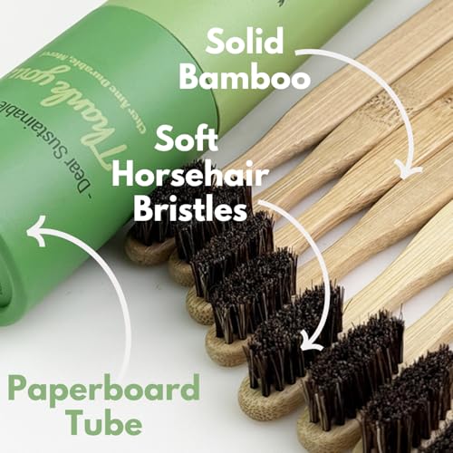 Eco-Friendly Bamboo Toothbrush with Horsehair Bristles Family Pack - Zero Waste
