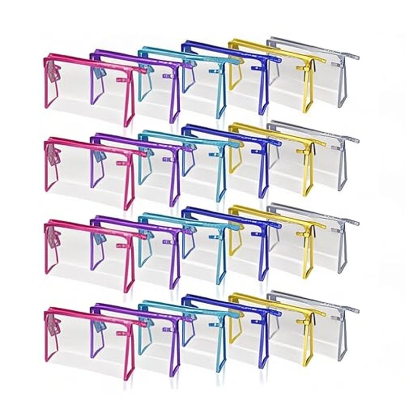 24 Pcs Portable Clear Makeup Bags with Handle, Transparent Waterproof Toiletry Bag, Travel PVC Cosmetic Bags Pouch, Pencil Cases, Stationary Organizer