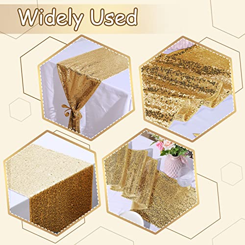 Mixweer Gold Sequin Table Runners for Party and Wedding - 24 Pcs - Elegant Decor
