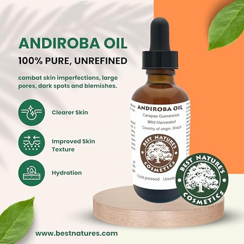 Best Nature's Cosmetics Andiroba Oil ? 100% Pure, Cold Pressed & Unrefined for Skin, Hair & Body ? Wild Harvested -1 fl oz / 30 ml