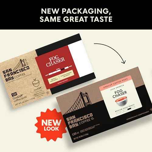 San Francisco Bay Fog Chaser K-Cup Coffee Pods - 120 Count, Medium Dark Roast, Compatible with Single Serve Brewers