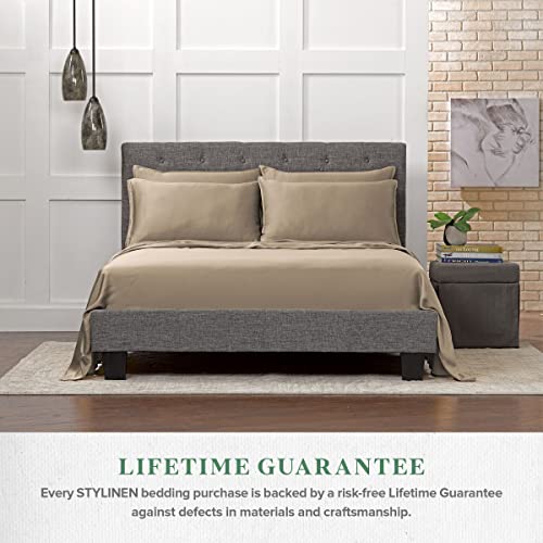 Stylinen Queen 100% Organic Eucalyptus Tencel Bed Sheets Set - 4 Piece, Sand