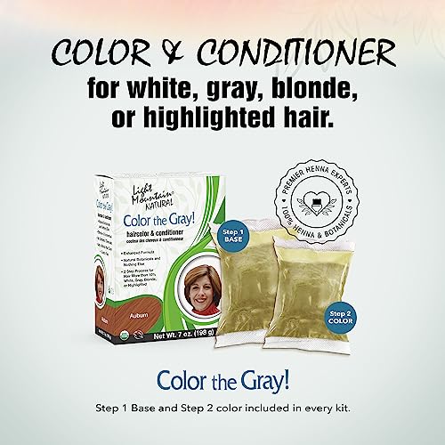 Light Mountain Henna Hair Color & Conditioner 14 Oz Pack of 1 - Auburn Semi-Permanent Hair Dye for Gray & Blonde Hair