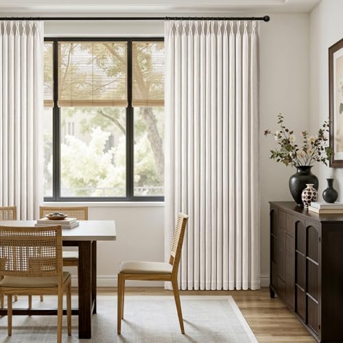 MIULEE 102-Inch Natural Linen Curtains 2 Panels, Thick Pleated Drapes, 40"W x 102"L