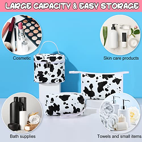 Set of 6 Cow Print Travel Makeup Bags Waterproof Cosmetic Organizer