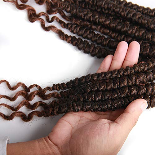 ROSESSEA Passion Twist Crochet Hair Ombre Brown 12 Inch Short Spring Curly Ends