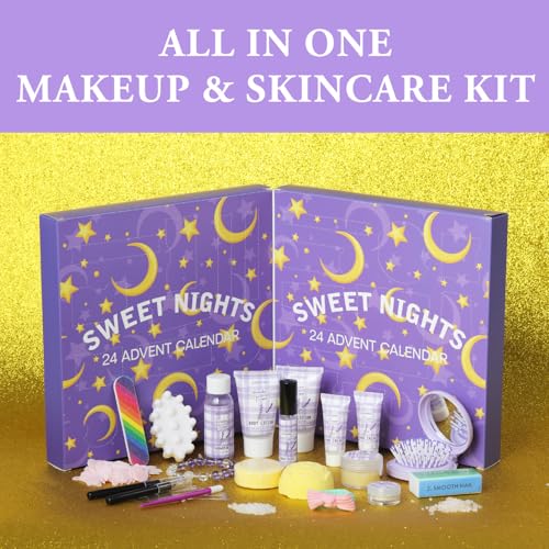 Beauty Advent Calendar 24 Days of Holiday Advent Calendar for Women, Mom, Wife, Her Holiday Gift,Pamper Kit- Unique Lavender Spa Gifts Basket Set Self-Care Spa Set ? Body Care Skin Care