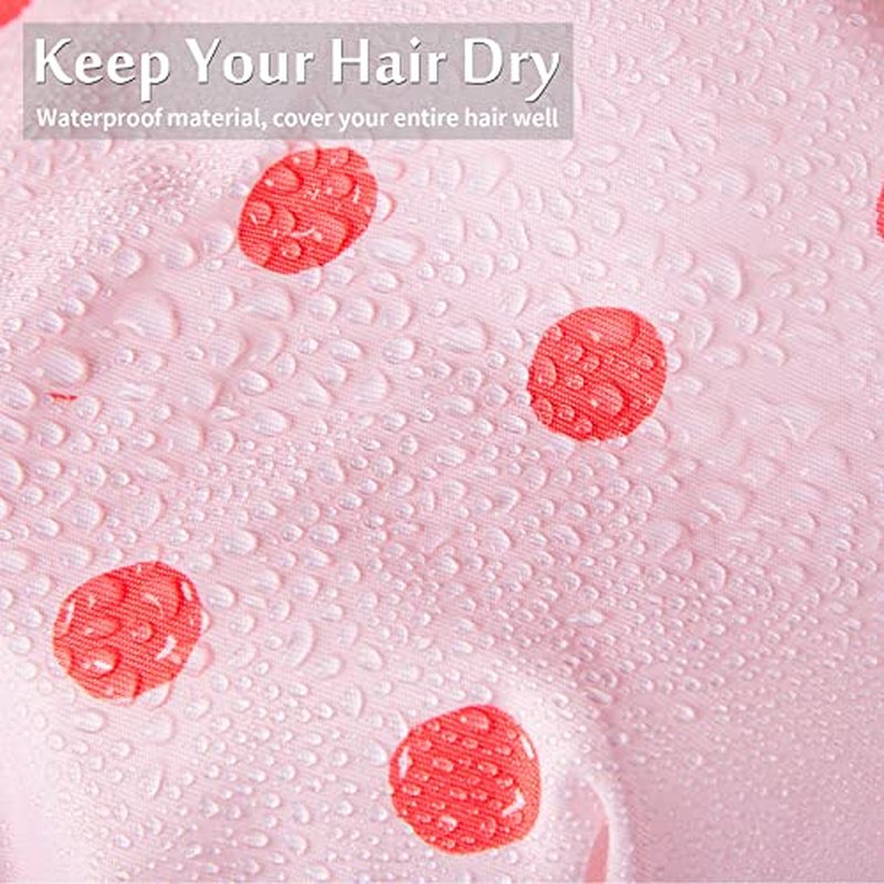 4 Pcs Shower Caps for Women, Waterproof Reusable Shower Hair Caps Bowknot Satin Bath Hair Caps Elastic Hem Turban Shower Bath Caps for Long Short Curly Hair Women Girls (Dot)