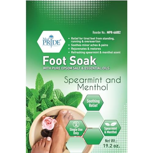 MED PRIDE Menthol Epsom Bath Salts for Pain Relief, Soothing Muscle Recovery & Relaxation with Essential Oils (Foot Soak 19.2 Ounce (Pack of 1))