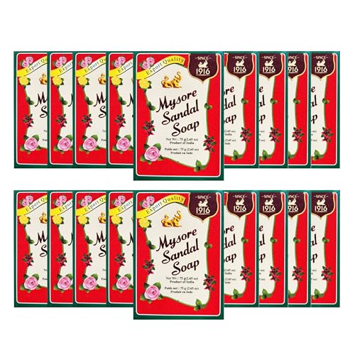 Mysore Sandalwood Soap Pack of 18 - 2.62oz Bars with Natural Sandal Oil - Case of 18